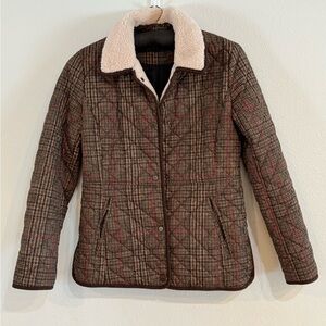 Lauren by Ralph Lauren Tartan Plaid Quilted Jacket with Fleece Collar SZ Small